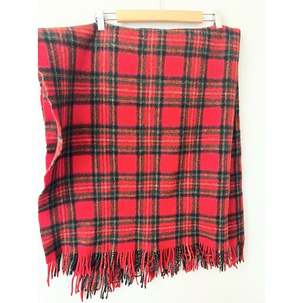 Vintage Crombie 100% WOOL PLAID THROW Lap Blanket Stadium Cabin Fringe Scotland - Picture 4 of 6